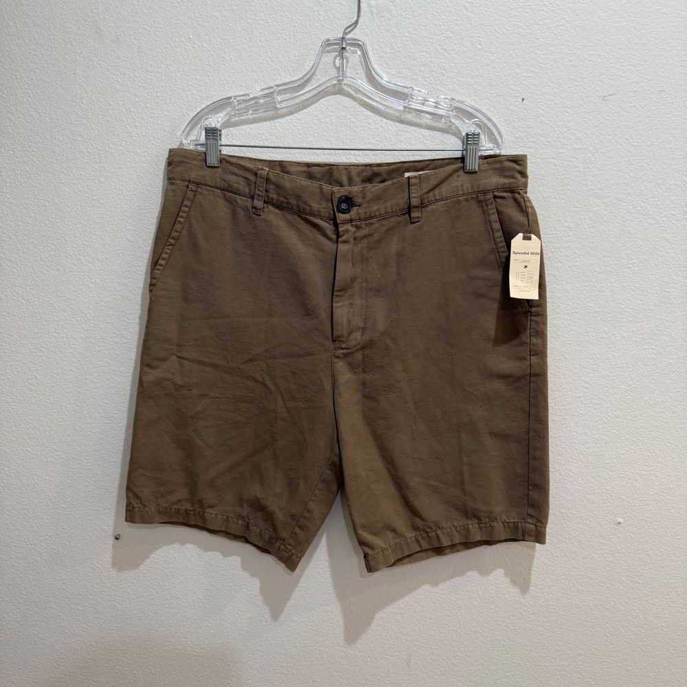 Splendid Mills Mens Chino Shorts Brown Size 36 Cotton Flat Front MB1961 NEW